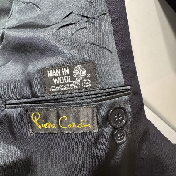 Pierre Cardin Men's Double Breasted Navy Blue Wool Jacket Blazer Size 53R - Picture 6 of 13